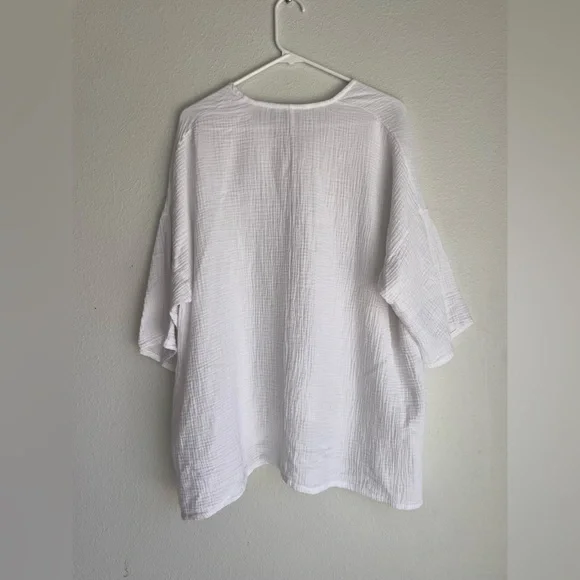 Bryn Walker White Bax Shirt Woven Cotton Gauze Tunic Top Oversized - Picture 2 of 9